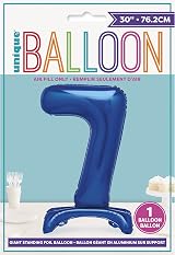 Unique Blue Standing Number 7 Foil Balloon 30 Inches Packaged view 2