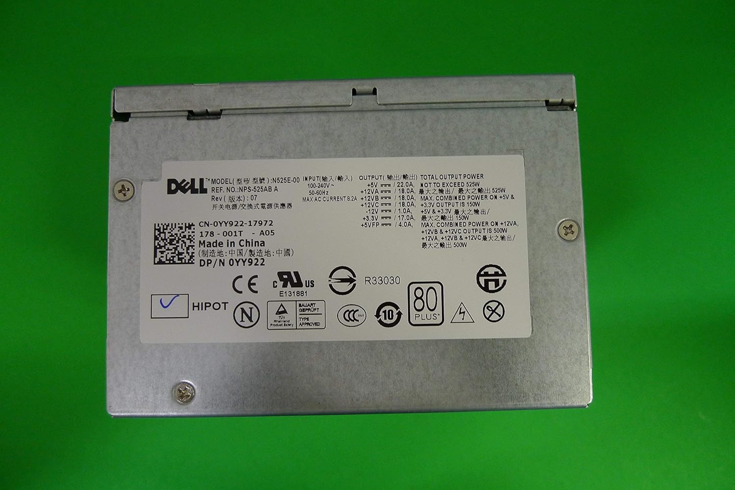 Dell - 525 Watt Power Supply for Precision Workstation T3400 [YY922]. (Renewed)