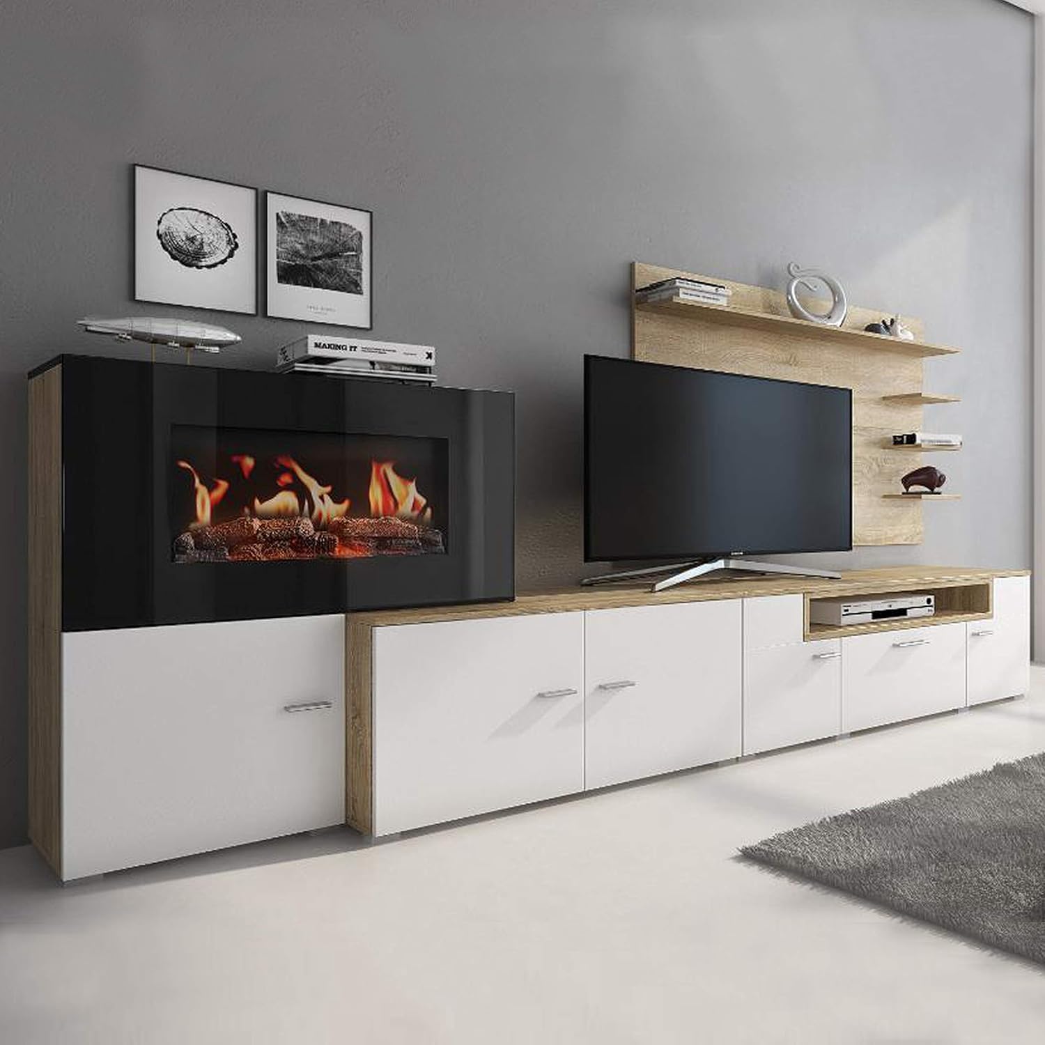 SelectionHome Mueble Sal oacute n Comedor Con Chimenea El eacute ctrica