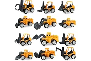 3 otters 12PCS Mini Construction Vehicles, Pull Back Engineering Car Construction Trucks for Easter Egg Filler Goodie Bag Stuffers Construction Party Favors Birthday Cake Top Decor Party Favors
