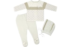 Escalett Layette Newborn Baby Knitted Clothes Set, Coming Home Infant Knit Outfit for Boys and Girls