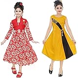 DIGIMART Girl's Multicolor Fancy Frock Combo (REDGOWNVAS01_$P)