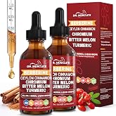 2-Pack Berberine with Ceylon Cinnamon Liquid Drops - Berberine Supplement with Turmeric, Moringa, Bitter Melon, Chromium, Gymnema - Daily Dietary Supplement for Adults, 4 FL OZ - Vegetarian