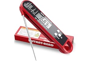 Digital Meat Thermometer with Folding Probe, Instant Read Food Thermometer, 4-Second Fast Accurate Thermometer with Large LCD