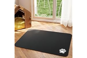 HotLive Pet Feeding Mat - Absorbent Dog Mat for Food and Water, No Stains Cat Bowl Mat, Easy to Clean Pet Placemats, Quick Dry Dog Water Dispenser Mat for Messy Drinkers | Black 18"x 28"