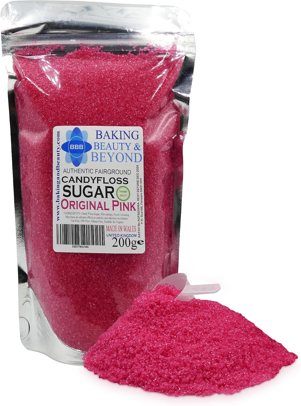 BBB Baking Beauty & Beyond Candy Floss Sugar 200g Original Pink Flavour