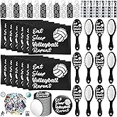 Tioncy 110 Pcs Volleyball Party Supplies Set Volleyball Gifts for Team Sports Accessories Include Cosmetic Bag Lipstick Holder Keychain Compact Mirror Hairbrush Scrunchie Sticker Team Party Supplies
