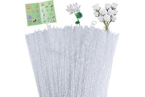 Giwrmu 100 Pieces Pipe Cleaners Chenille Stem, Glitter White Pipe Cleaners Craft, Fuzzy Sticks Craft Supplies, Colored Pipe Cleaner for Creative Handmade DIY Art Craft Project