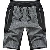 Tansozer Mens Athletic Shorts with Zip Pockets