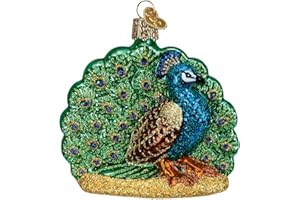 Old World Christmas Zoo and Wildlife Animals Glass Blown Ornaments for Christmas Tree Proud Peacock