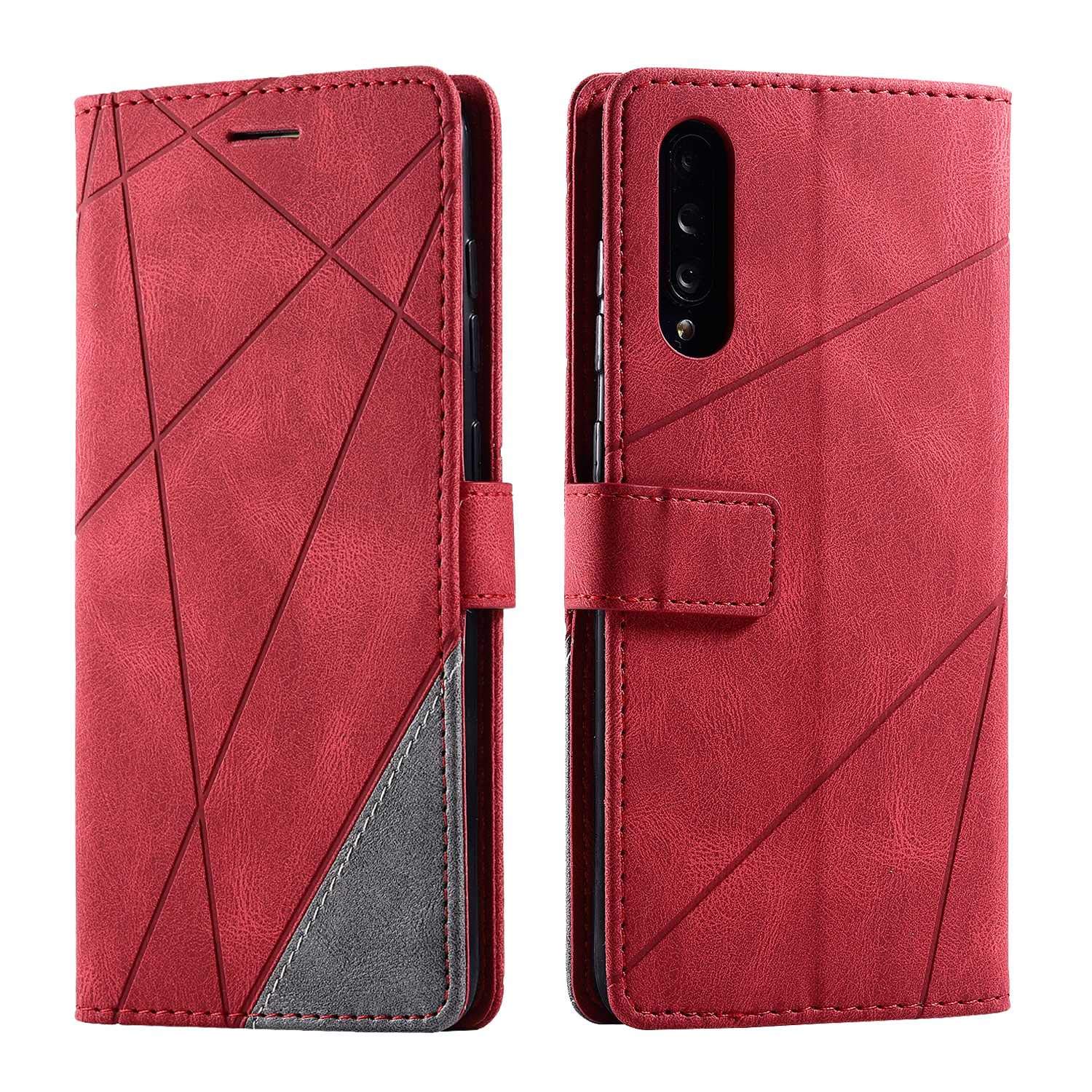 SONWO Case for Galaxy A70 Case, Premium Leather Flip Wallet Case Magnetic Closure Card Slots Kickstand Phone Case for Samsung Galaxy A70, Red