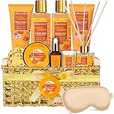 Gift Baskets for Women, Bath and Body Gift Set for her with 13pcs Honey Almond Scented Spa Gifts for Women, Bath Sets Includes Scented Candle, Shower Steamer, Bubble Bath, Bath Salt. Mothers Day Gifts