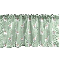 Ambesonne Llama Window Valance, Candy Cane Hearts