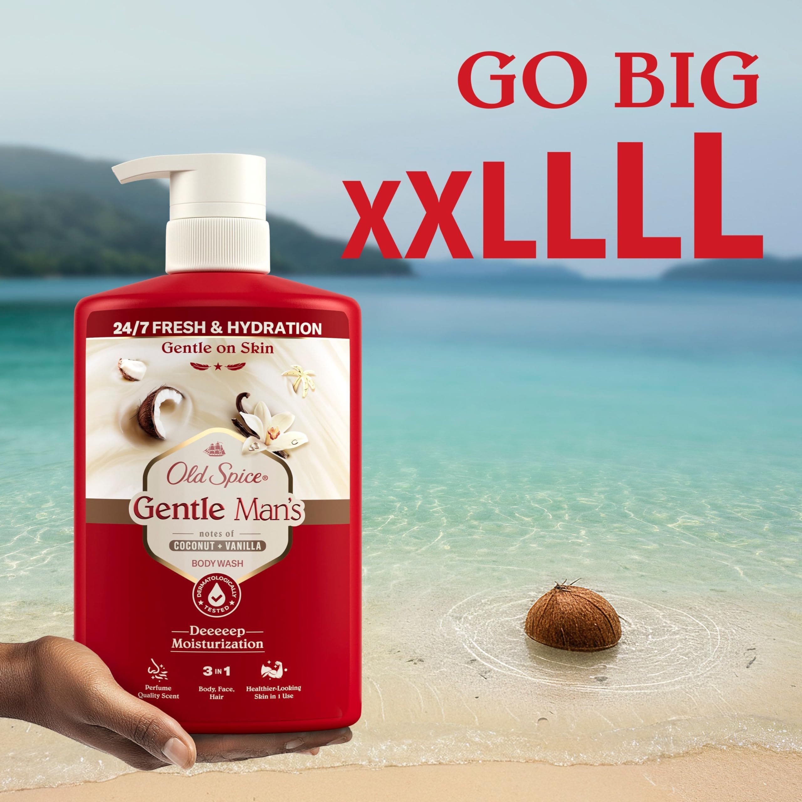 Old Spice Super Coconut + Vanilla 3-in-1 Duschgel & Shampoo Für Männer 800ml, Körper-Haar-Gesicht Reinigung, 24/7 Frische & Hydration*, Sanft Zur Haut, Duftqualität, *Frisch Bei Täglicher Anwendung 2