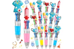 15 Pcs 4 in 1 Mini Nurse Multicolor Ballpoint Pens Cartoon Cute Pens Bulk for Kids Retractable Ballpoint Pen 0.7mm for for Nu