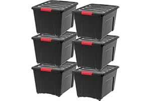IRIS USA 51 L Plastic Storage Box with Lid and Latches - 6 Pack - BPA-Free, Garage Organizing Solution, Durable Nestable Stac