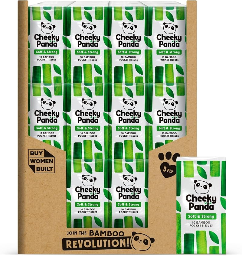 The Cheeky Panda Bamboo Pocket Tissues 960 Pack 10 Tissues per Pack
