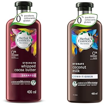 Herbal Essences Bio:Renew Whipped Cocoa Butter Shampoo, 400Ml With Herbal Essence Bio Renew Coconut Milk Conditioner, 400 Ml