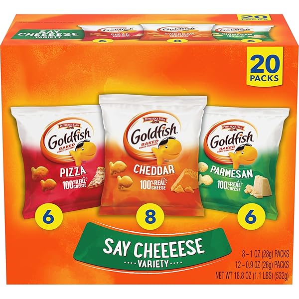 GOLDFISH CRACKERS SAY CHEEEESE VARIETY PACK WITH CHEDDAR,...