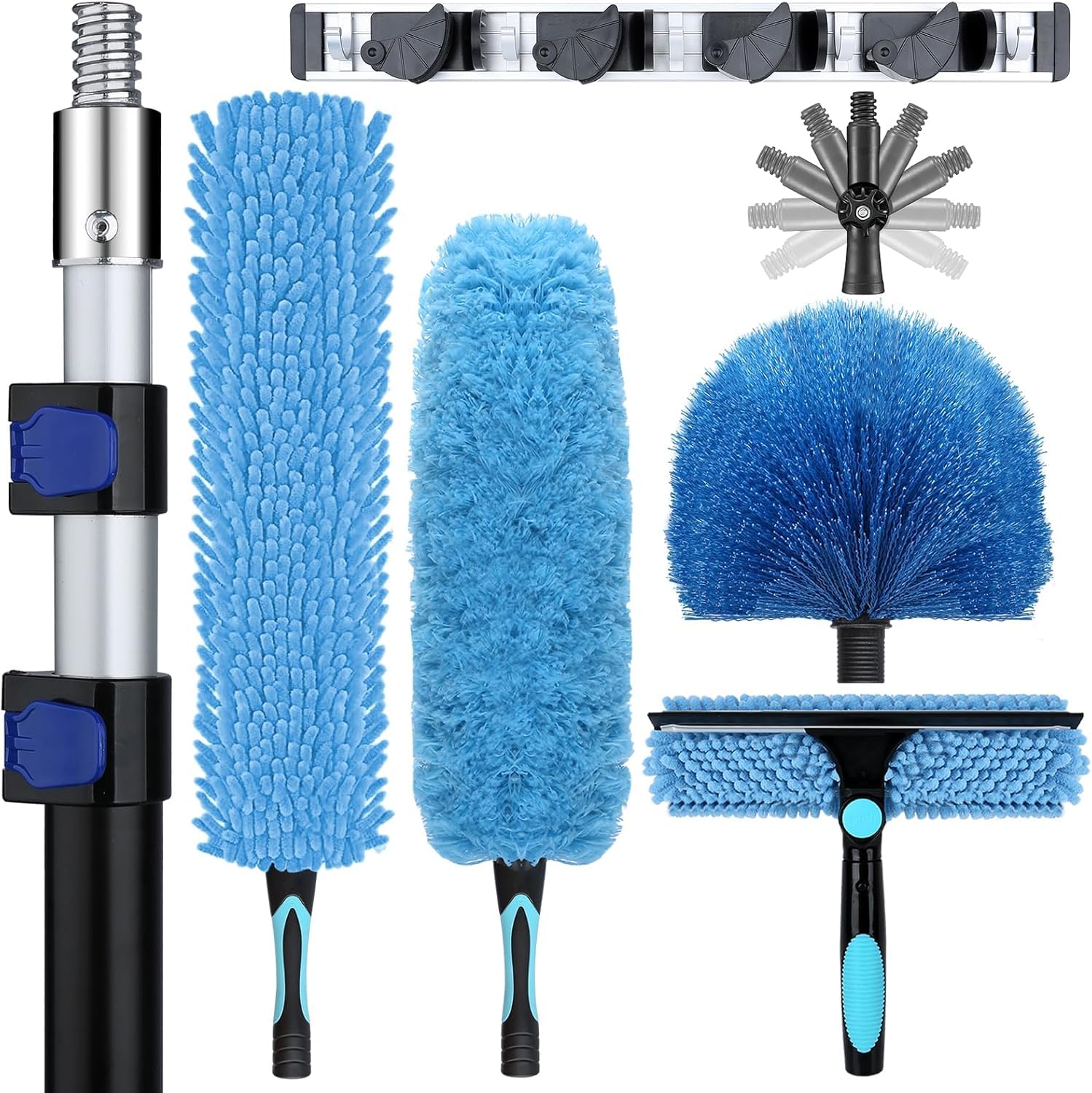 Photo 1 of ***MISSING PARTS - POLE ONLY*****
24ft High Ceiling Duster Kits with 5-12ft Heavy Duty Extension Pole - Fan Blade Cleaner, Cobweb Remover & Blue Window Squeegee Kit, Washable Dust Brush for High Roof and Glass Surfaces