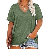 Kancystore Women's Plus Size V Neck T Shirts Short Sleeve Tops Casual Summer Tshirts Loose Fit Tees XL-5X