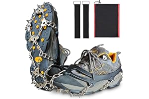 RILOL ice Cleats for Boots - 24 Stainless Steel Spikes for Secure Traction and Safety on Snow and Ice - Ideal for Hiking, Fishing, Walking, Climbing, and Mountaineering