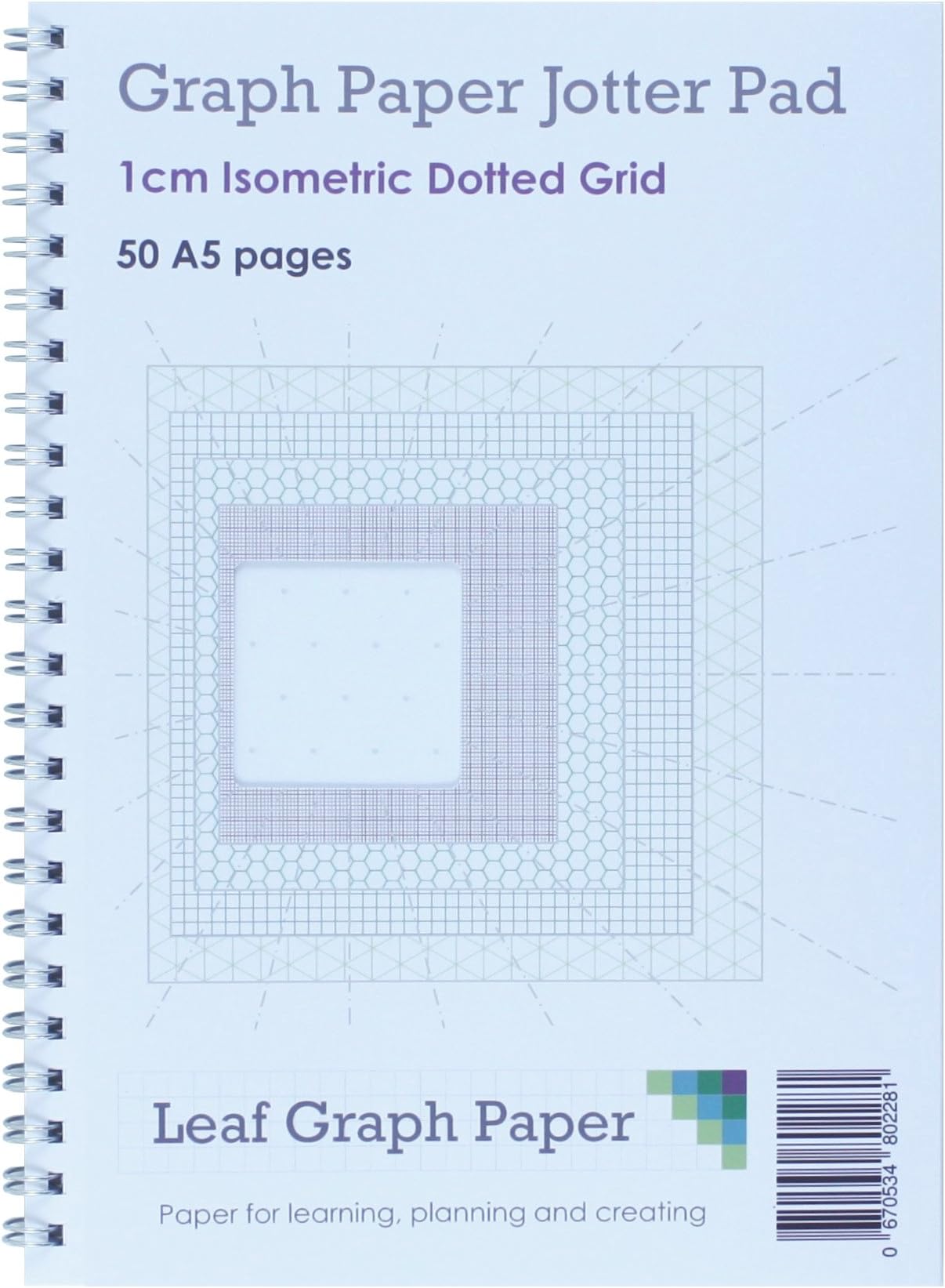 A5 Isometric Dotted Grid 10mm 1cm - Jotter Pad 50 Landscape Pages - Board Backed