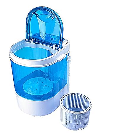 Nano Wash Plastic Round Portable Mini Washing Machine with Dryer Basket (Blue)