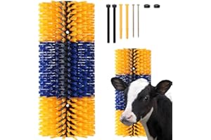 BSHOME Livestock Scratching Brush, 17.5 x 7.8 Inch Goat Brushes for Grooming, Horse Brushes for Shedding, Livestock Brush with 4 Screws Great for Horse, Elk, Cattle, Pig, Sheep（Yellow 1 PCS）