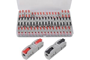 ALAMSCN 75PCS Lever Wire Connector Compact Connectors Quick Connect Electrical Wire Conductor Connectors Kit for Circuit Inline Splice AWG 28-12,1 in 1 Out Black+Red