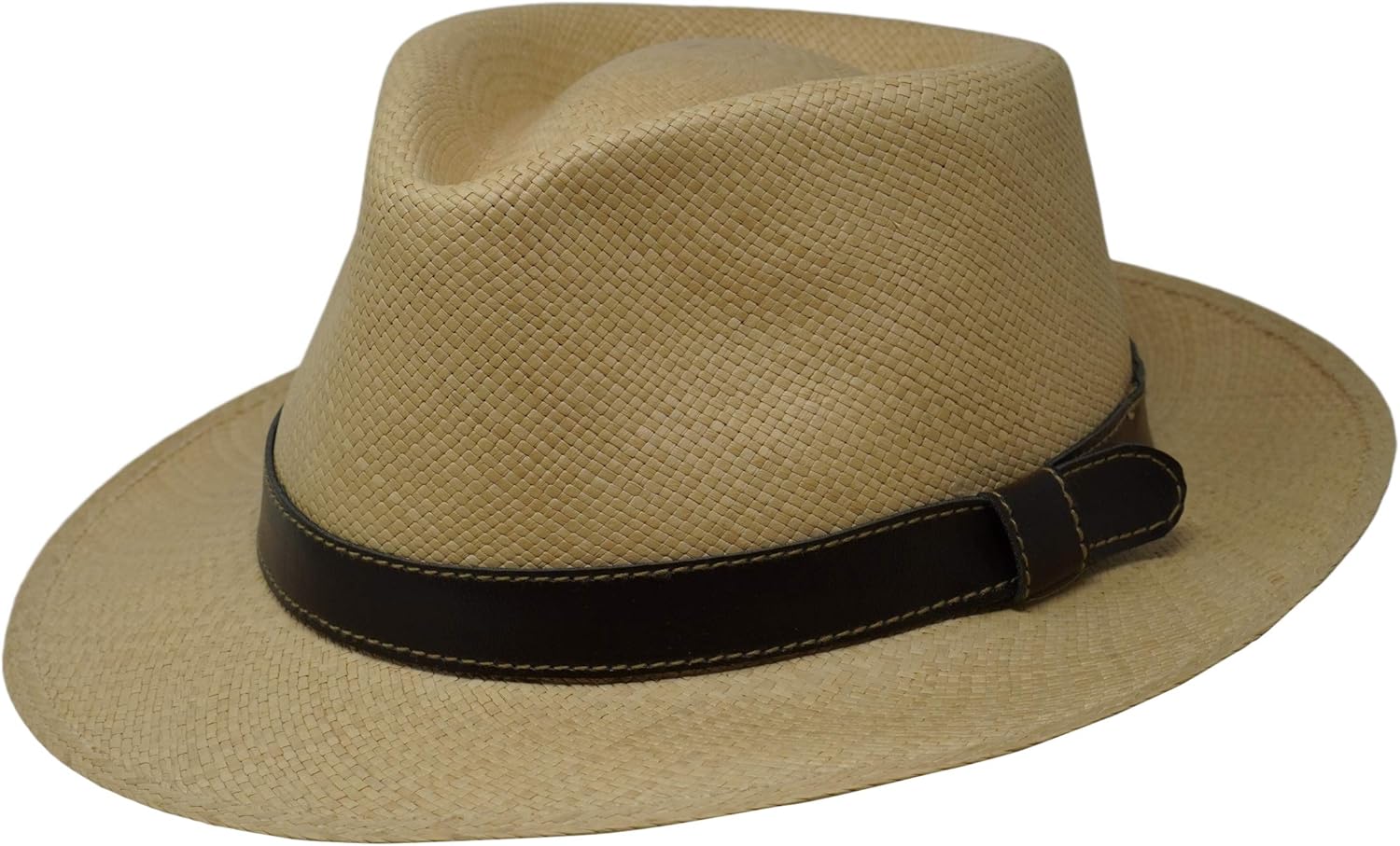 Savanna Teardrop Genuine Hand Woven Panama Hat with Leather Belt Trim