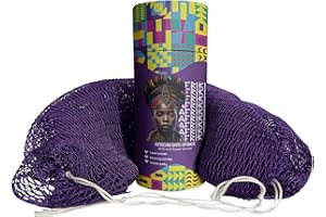 AFRIKI African Net Sponge, Authentic African Exfoliating Sponge, Black Owned, Back Scrubber, 45 inch Long for Normal to Sensitive Skin, for Daily use, Original Collection