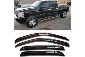 TONOYTIM in-Channel Window Visors Rain Guards Sun Rain Snow Vent Guard Shade for 2007-2013 Chevy/GMC Crew Cab Pickup SUV Wind Deflectors 194515 4-Pieces Set
