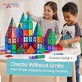 Playmags 100 Piece Magnetic Building Blocks Set Learn Shapes Colors ABCs view 5