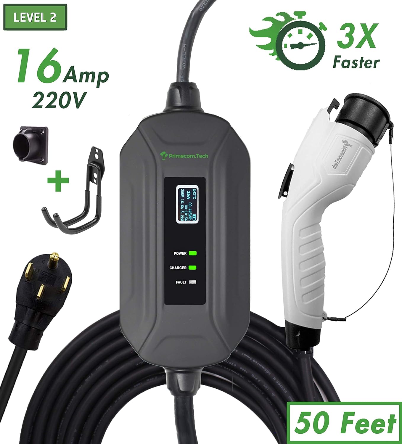 Level 2 EV Charger 220/240V, 16A, 30ft & 50ft