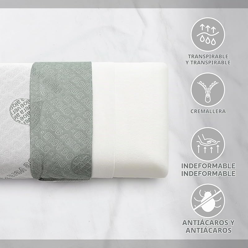 Almofadas viscoelásticas Textilhome Pack 2 Travel 43x24 cm Aloe Vera