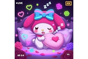 My Melody Dreamy Pink Sleep Ambience and Kawaii Relaxing Neon Night Scenes