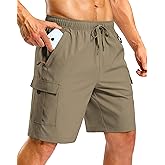 Pudolla Men's Hiking Cargo Shorts with 5 Pockets Lightweight 9" Outdoor Work Casual Shorts for Men Travel Fishing