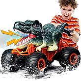 ZDCZ Dinosaur Monster Truck Toys - Remote Control Dinosaur Car, 2.4Ghz RC Truck with Lights, Music & Spray - Electric Hobby RC Cars for Toddlers - Birthday Gift for Kids Boys Girls Ages 3-8 (Green)