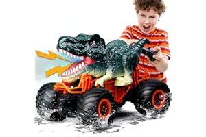 ZDCZ Dinosaur Monster Truck Toys - Remote Control Dinosaur Car, 2.4Ghz RC Truck with Lights, Music & Spray - Electric Hobby RC Cars for Toddlers - Birthday Gift for Kids Boys Girls Ages 2-8 (Green)