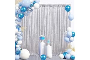B-COOL Silver Sequin Curtain Christmas Backdrop 4ft x8ft Photography Background Photo Backdrop Curtains for Christmas Party B