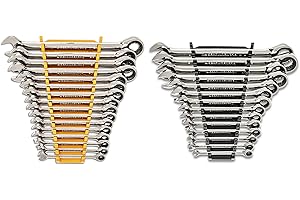 GEARWRENCH 30 Piece 12 Point Ratcheting Combination SAE/Metric (1/4-1 in., 8-24 mm) Wrench Set with Wrench Racks - 86702