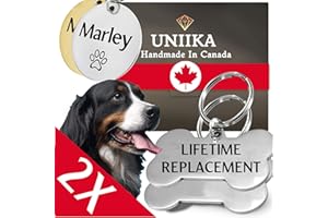 UNIIKA (2X PACK) Personalized Custom Dog Tags Engraved Pet Canada (Lifetime Replacements) - Medaille Pour Chien et Chat Perso