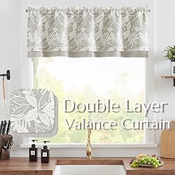 jinchan Linen Valance Kitchen Curtain for Windows