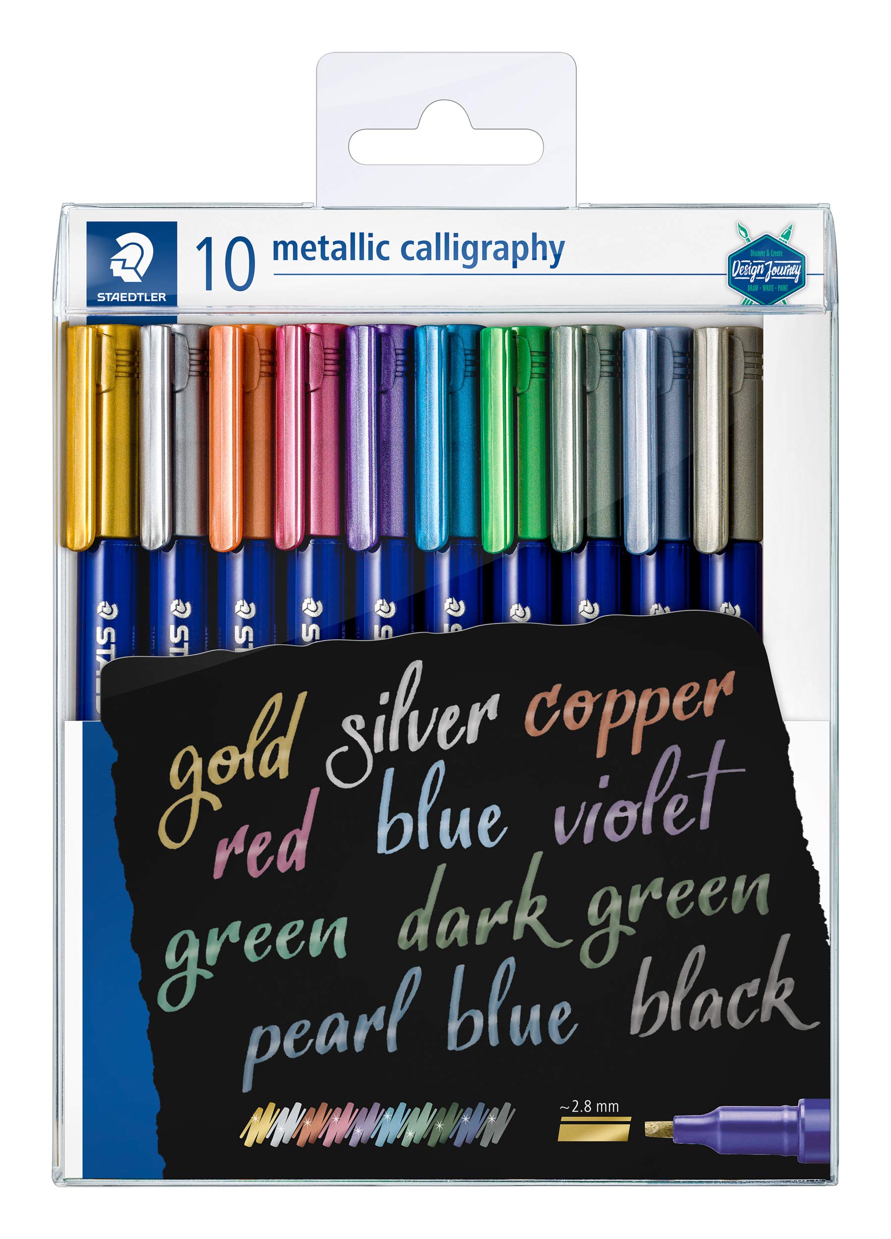 STAEDTLER 8325 TB10 Design Journey Metallic Calligraphy Pens - Assorted Colours (Pack of 10)