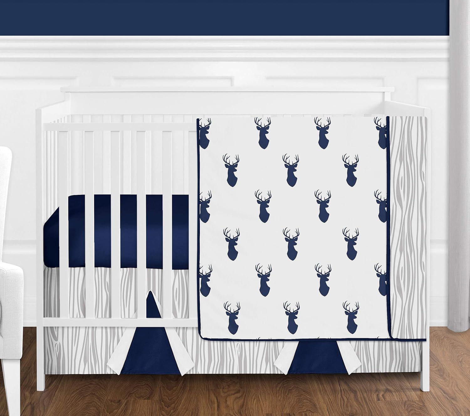navy woodland crib bedding