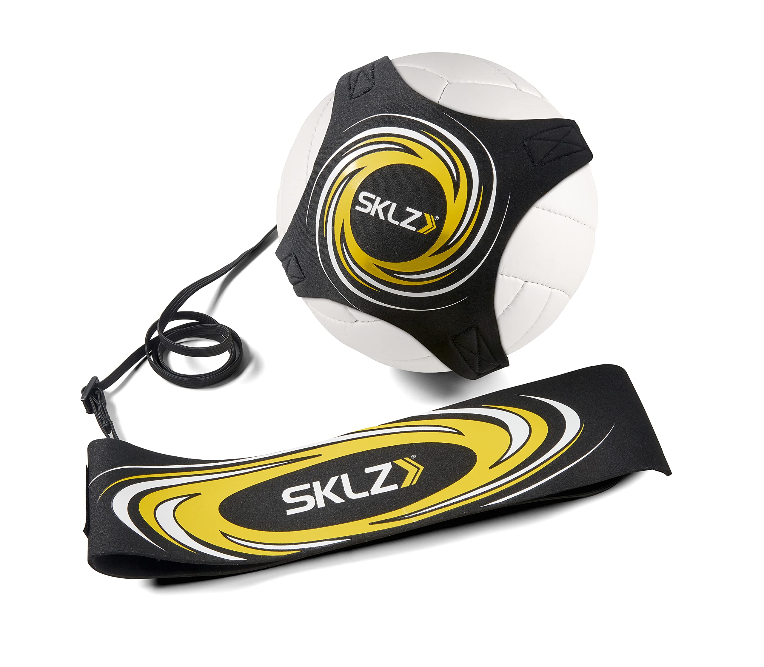 SKLZ Hit-N-Serve Volleyball Trainer, Improve Hitting Technique, Adjustable Neoprene Sleeve, Durable Tethered Waistband, Elastic Cord, Indoor/Outdoor Use - Black, Fits Most Volleyballs