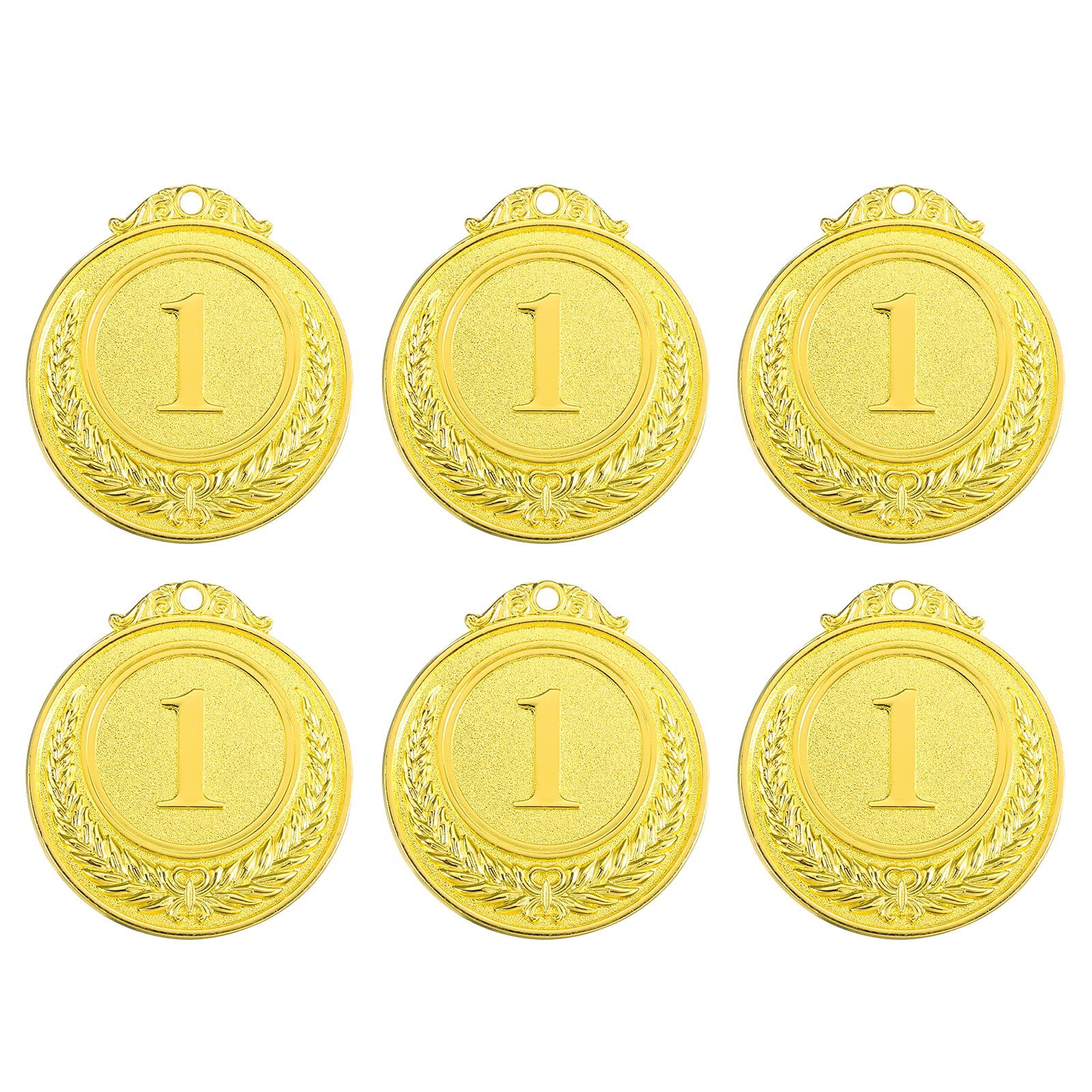 PATIKIL 1st Award Medals, 6 Pcs Round Flat Metal Medals with Wheat Pattern Alloy Award Pendant for Competitions Sports Meetings Party, Golden