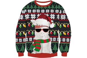 TUONROAD 7-14 Years Boys & Girls Ugly Christmas Sweater 3D Printed Holiday Satan Clause Pullover for Kids Sweatshirts