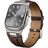Tlselt Leather Band for Apple Watch Ultra 3/Ultra 2 Bands 49mm 46mm 45mm 44mm, Top Genuine Leather Designer Replacement Strap for iWatch Ultra 3 2 1 SE series 11 10 9 8 7 6 5 4 3